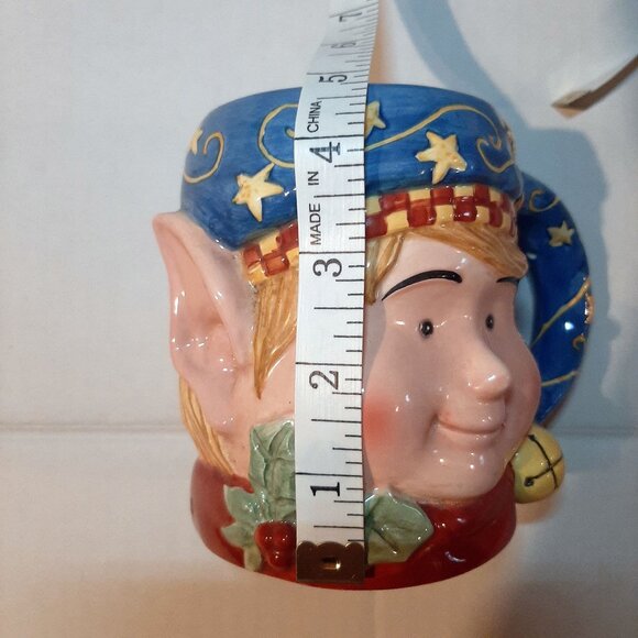 Vintage Christmas Elf Ceramic Coffee Mug 3D 20oz. Tis the Season Holiday tea cup - Picture 2 of 7